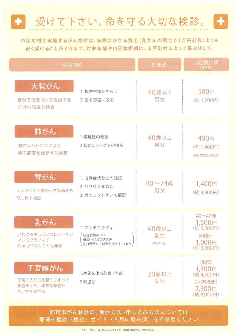 がん検診リーフレット4 『がん検診リーフレット4』の画像