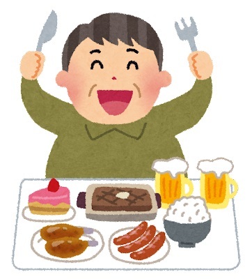 高カロリーな食事のイラスト