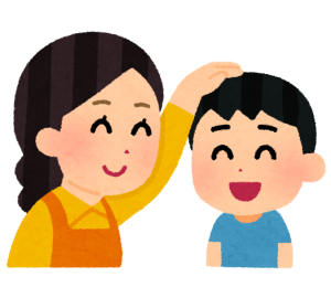 ホームスタート頭をなでてかわいがる