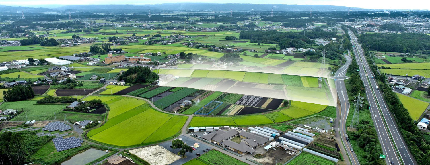 那珂インターチェンジ周辺上空から撮影した写真